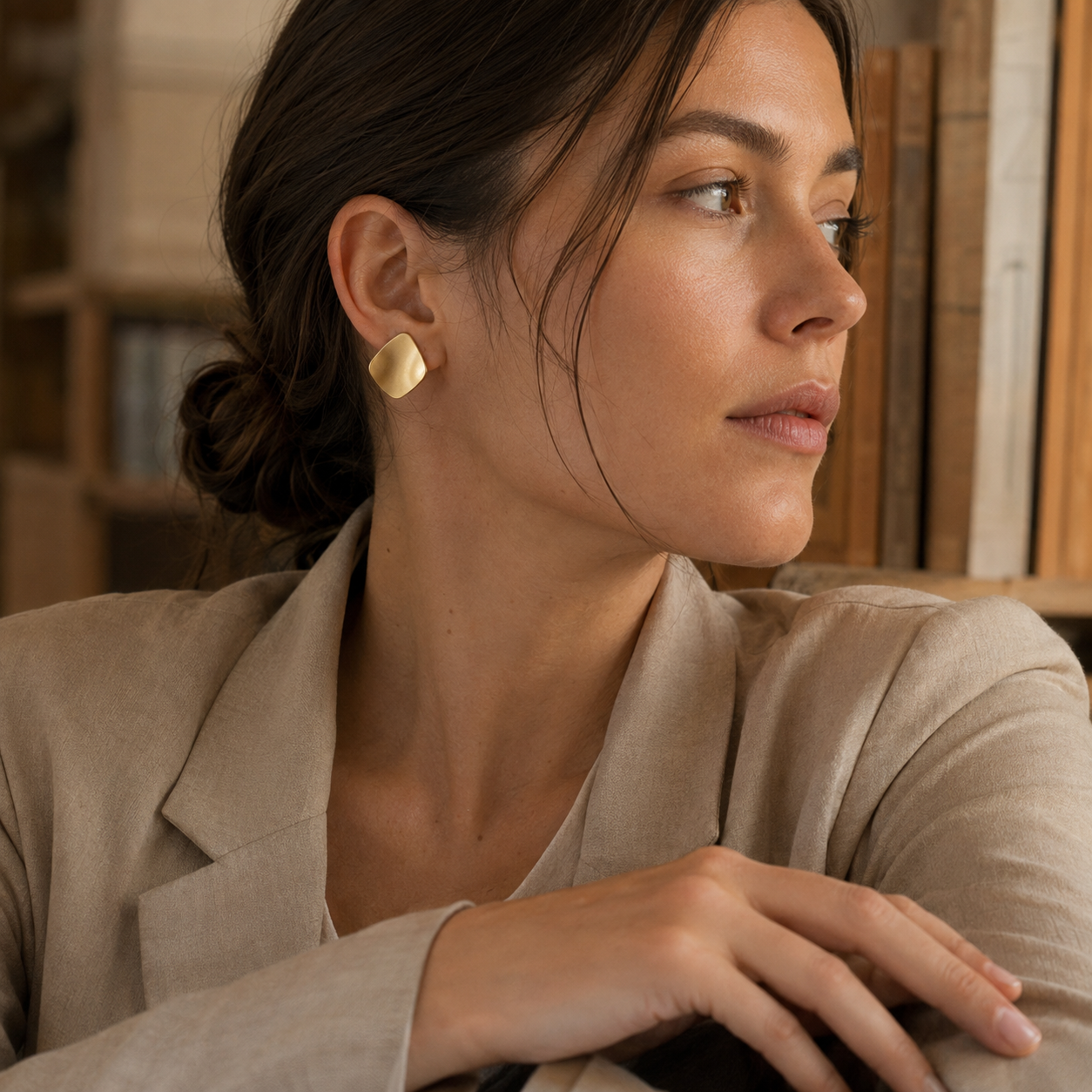 Matte Geometric Stud Earrings