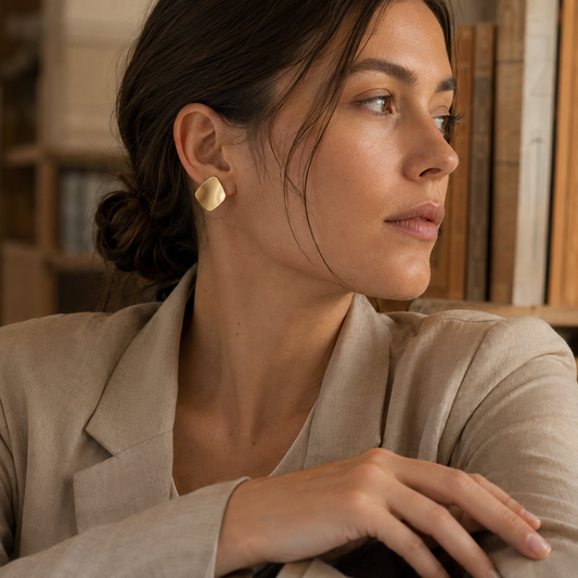Matte Geometric Stud Earrings