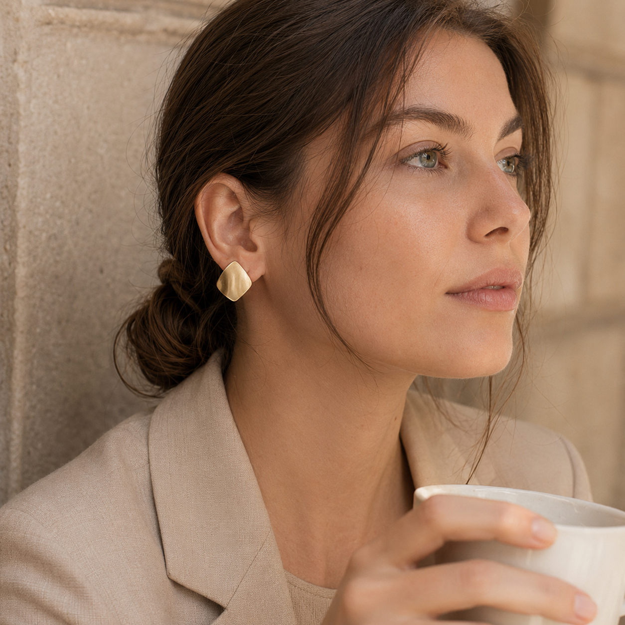 Matte Geometric Stud Earrings