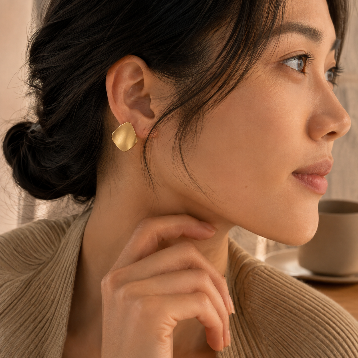 Matte Geometric Stud Earrings